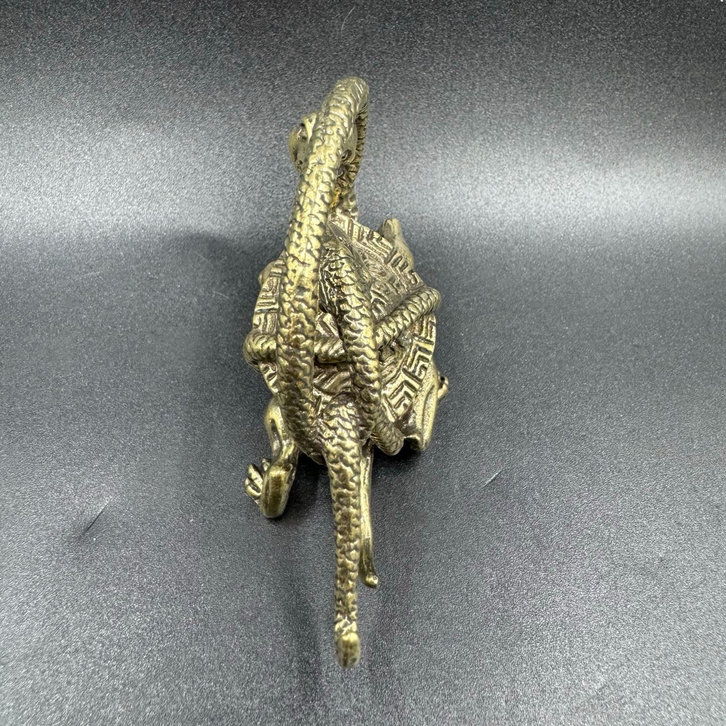 Vintage Brass Black Tortoise Xuanwu Statue Four Symbols FengShui LongevityWealth