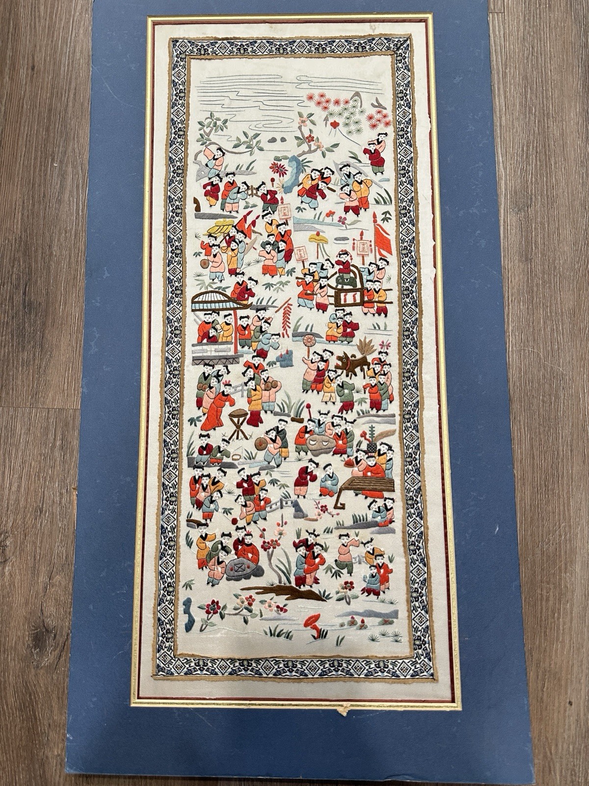 Chinese Embroidered Silk Panels 100 Children At Play PAIR