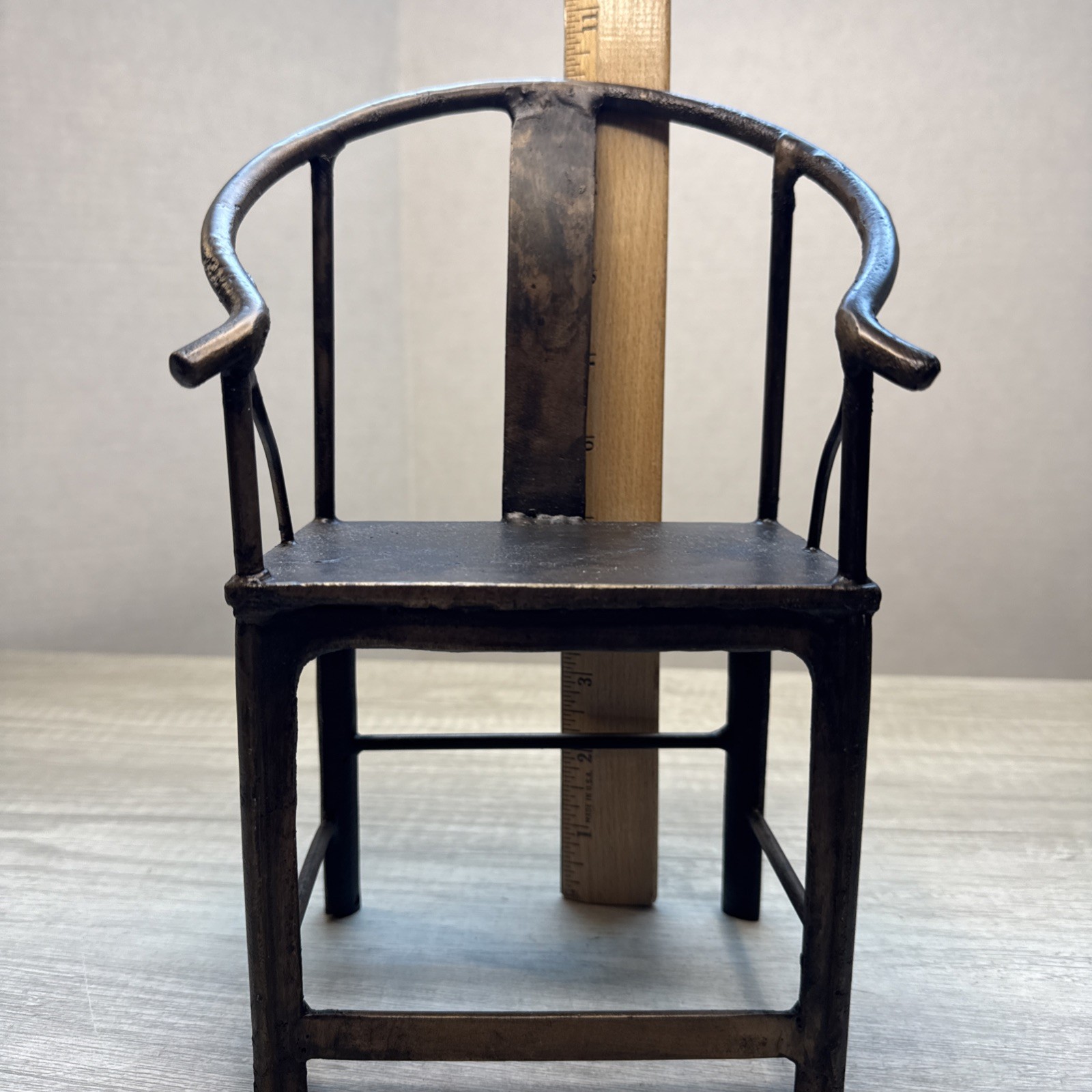 Vintage Chinese Bronze Doll Model Armchair 10.5”H Plant Stand? EUC