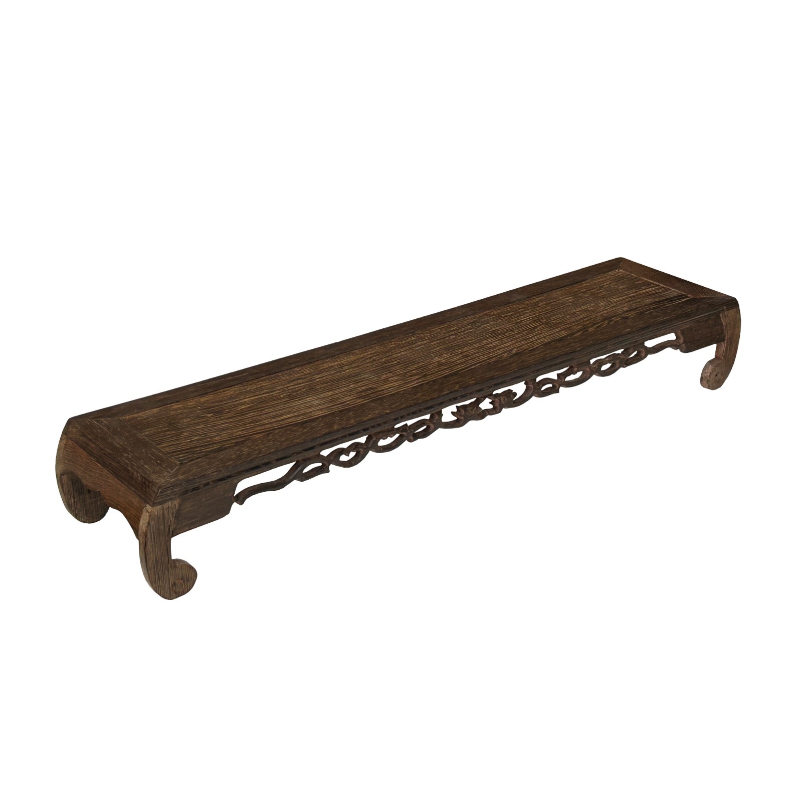 19″ Light Brown Feather Pattern Rectangular Scroll Leg Wood Display Stand ws4228