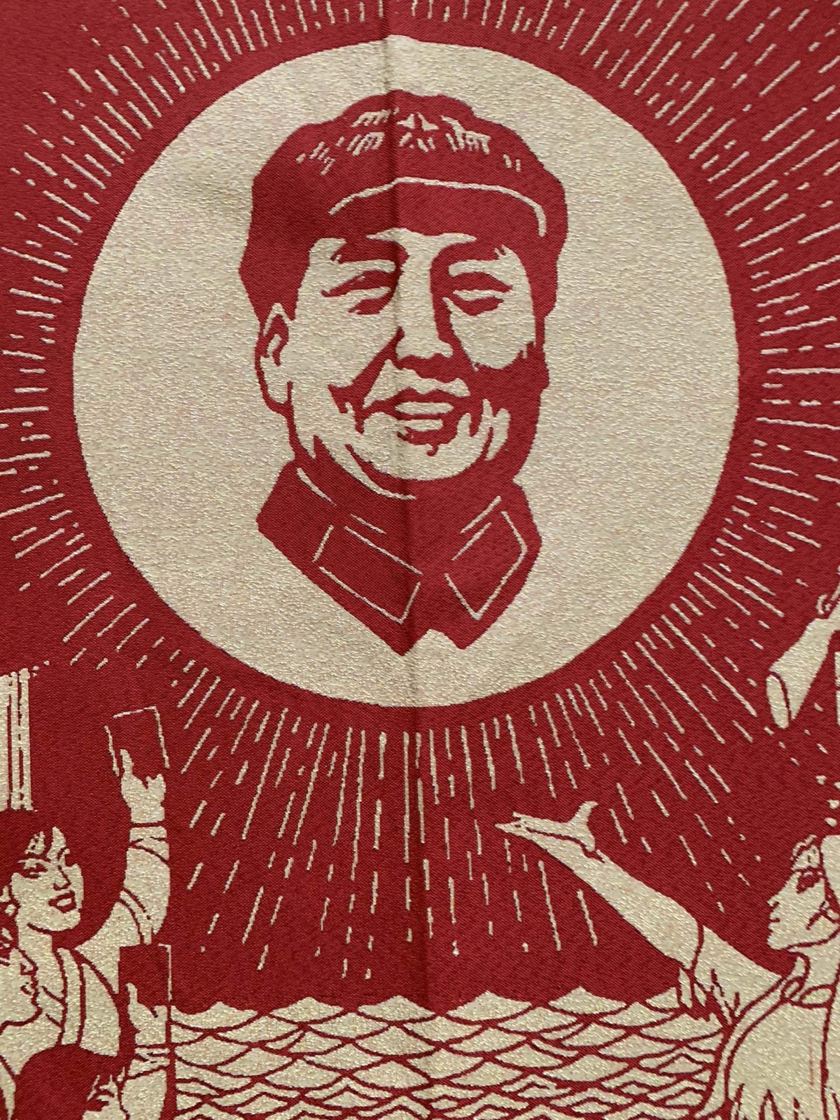 36″ China Red Culture Cloth Silk Mao Zedong Thought Mural Home Decor Painting 7