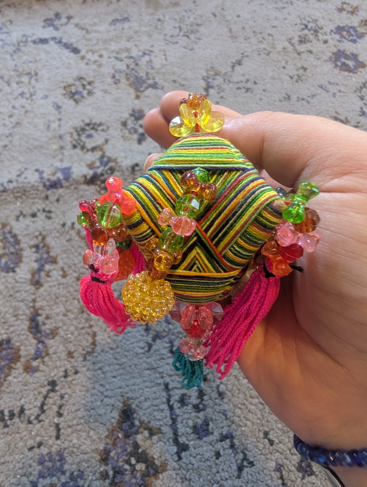 Colorful Asian Tassel Bead String Hanging Ornament Pink Blue Green Yellow