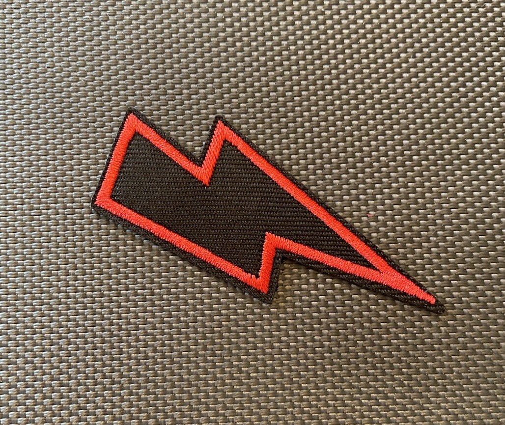 Lightning BOLT Black Red Embroidered Iron On Sew On Patch New