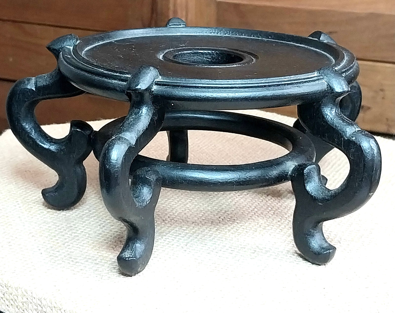 Vintage Asian 5 Legged Rosewood Fits 4.5” Fishbowl or Plant Stand 3” Tall