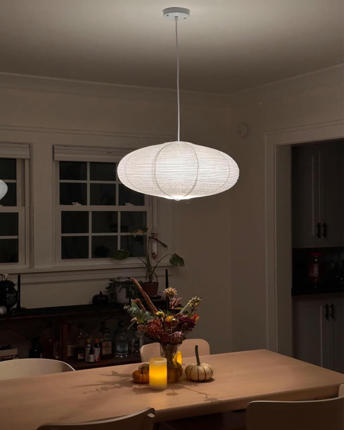 22in White Oval Paper Lantern Hanging Lamp Chinese Japanese Decor