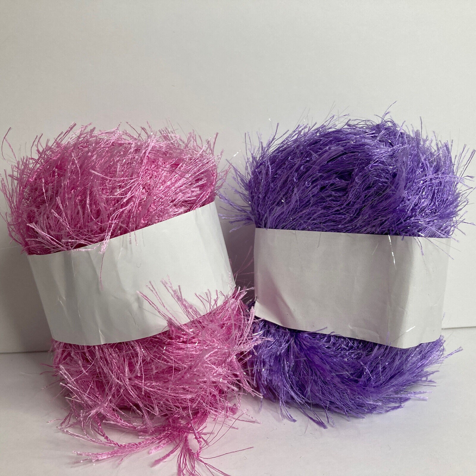 Yarn Eyelash Craft Pink Lavender Sparkly Bulky Skein 2.2 oz Lot of 2