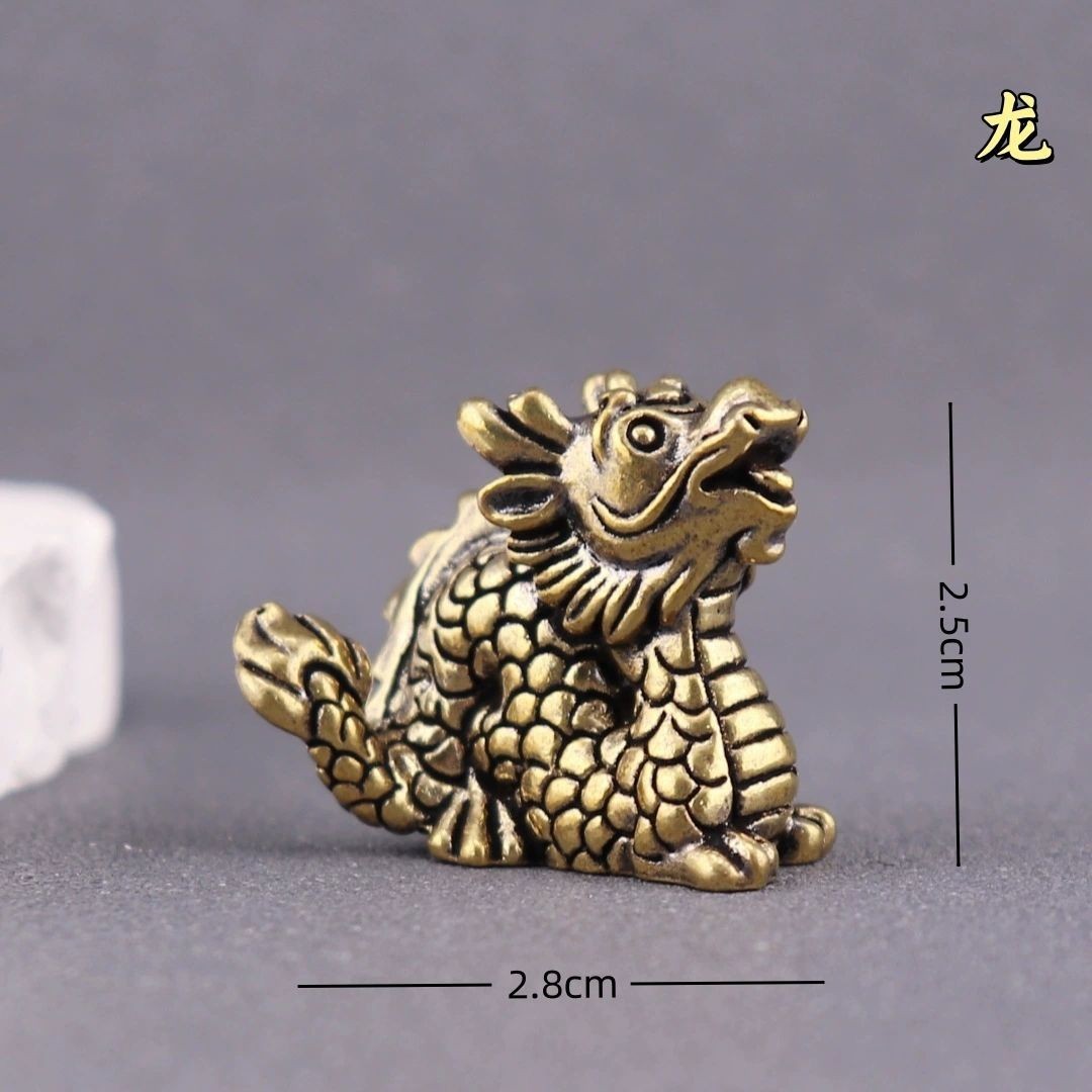 12 pcs Brass Chinese Zodiac Ornament Set Pure Copper 12 Animal Craft Decor