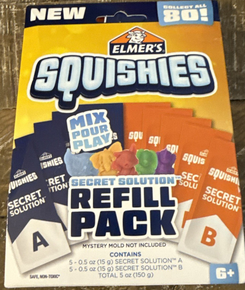 Elmers Squishies Secret Solution Refill Pack-Brand New-SHIPS N 24 HOURS