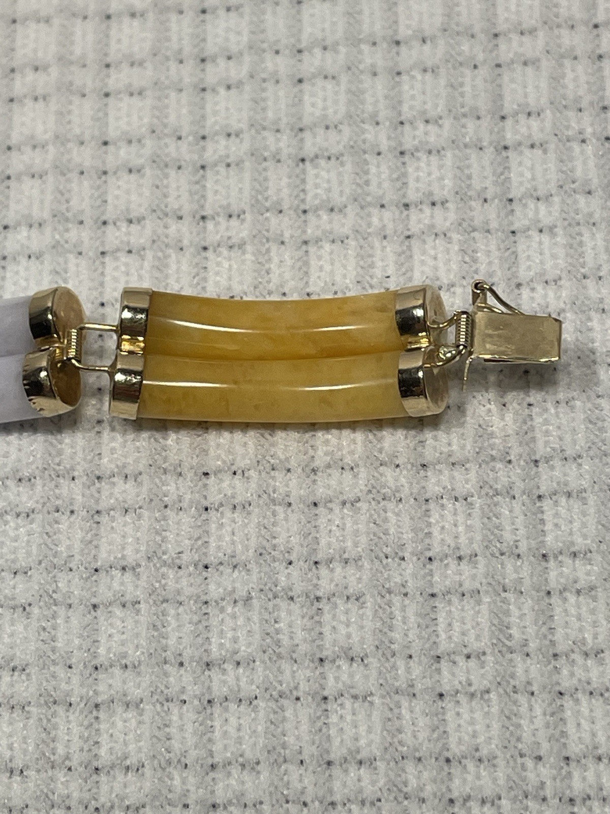 Vintage Chinese 14k Gold Link w/Multicolor Jade Double Segment Bracelet 7″