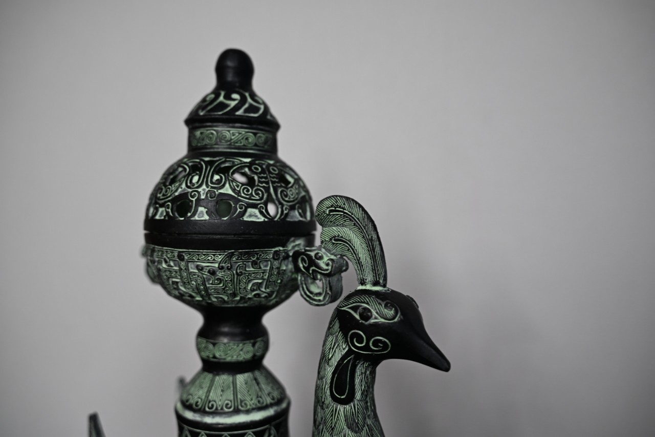 Chinese Bronze Ornament Incense Burner Phoenix Bird Statue*replica #V080