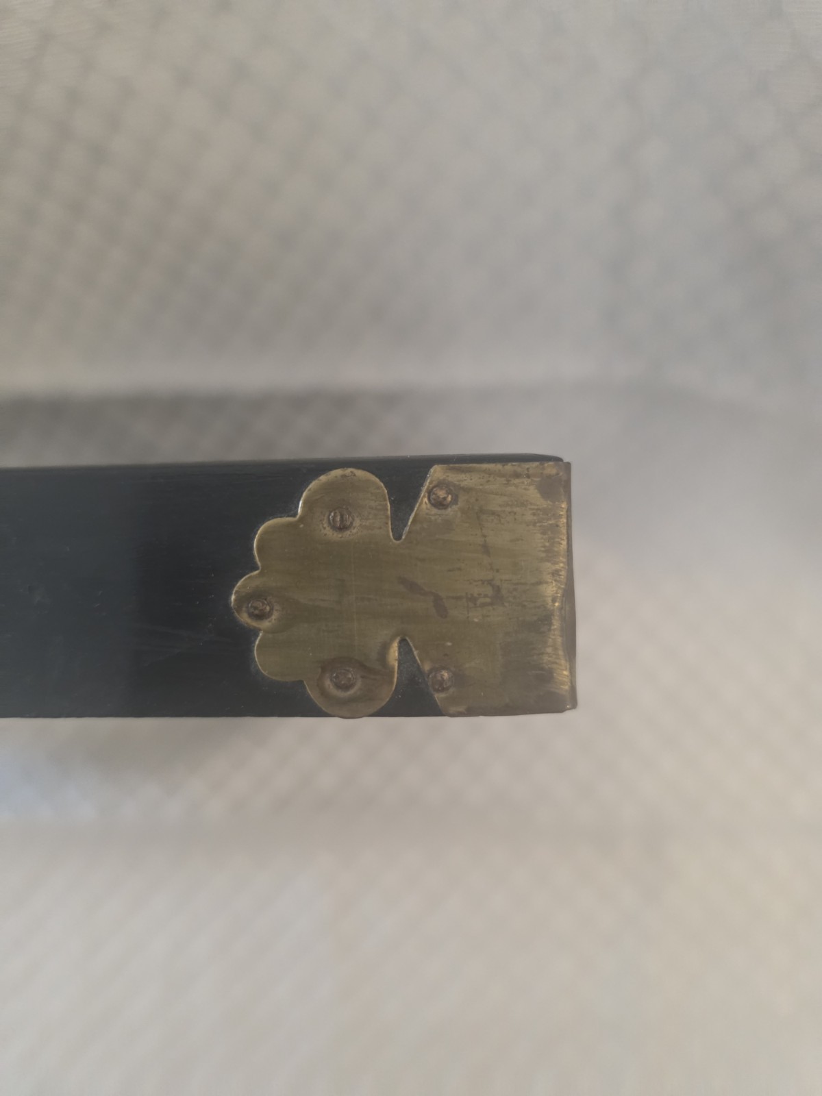 Vintage Chinese Lotus-Flower Brand Wood Abacus Suanpan 9 Column Brass Accents
