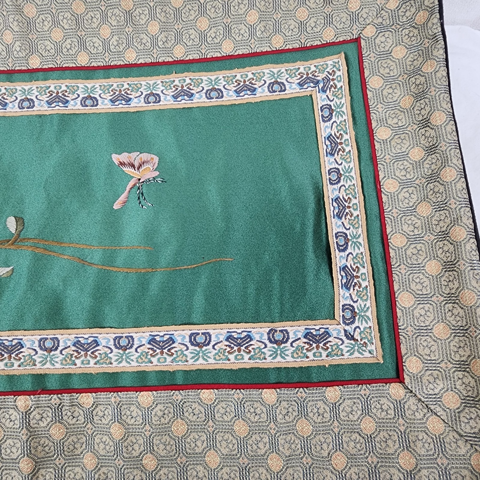 Vintage Dun Huang Beijing Silk Art Hand-embroidered tapestry panel Plum blossom