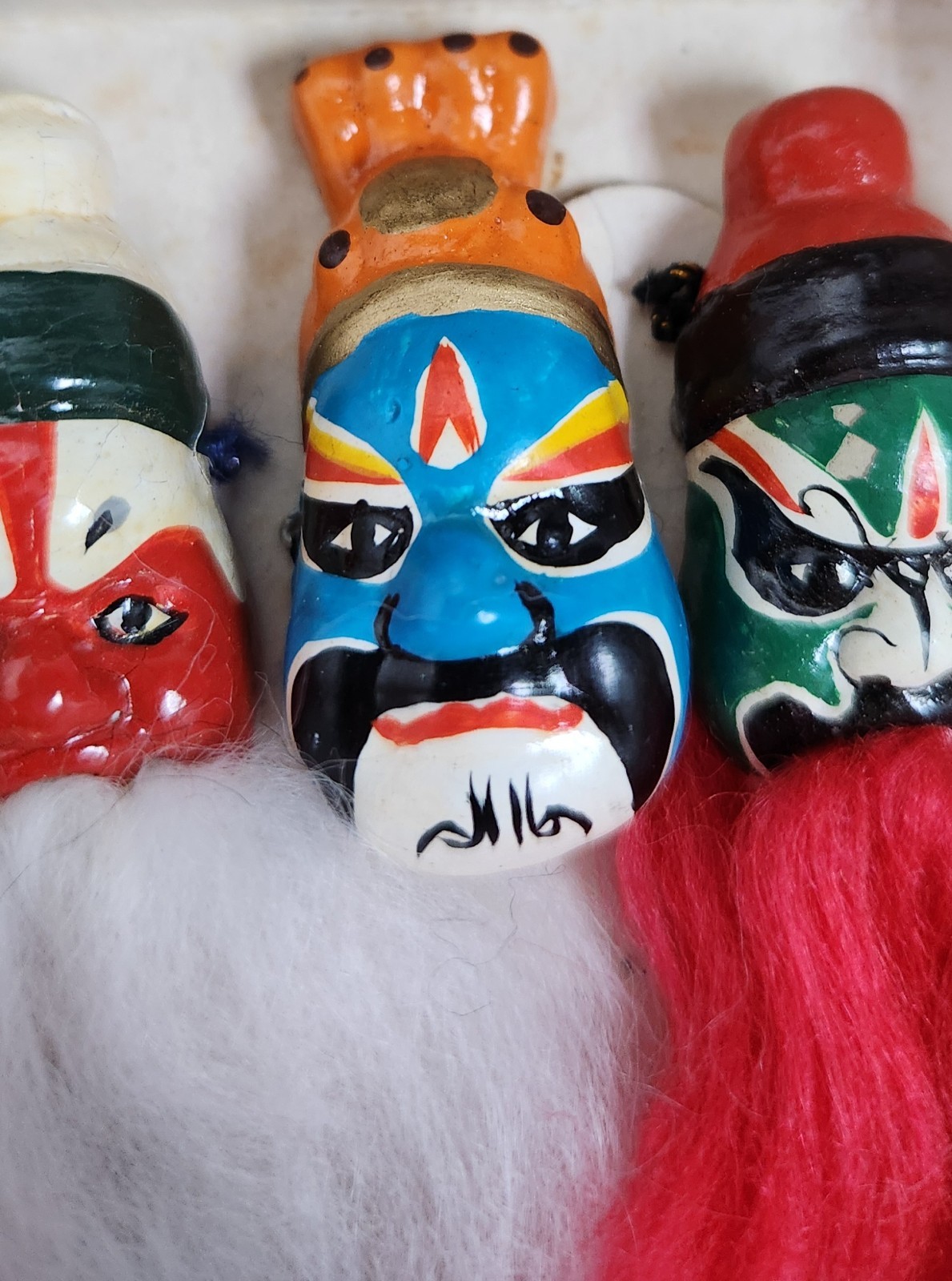 Vintage Chinese Opera Miniature Finger Puppets Boxed Set 12 Hand Painted Lianpu