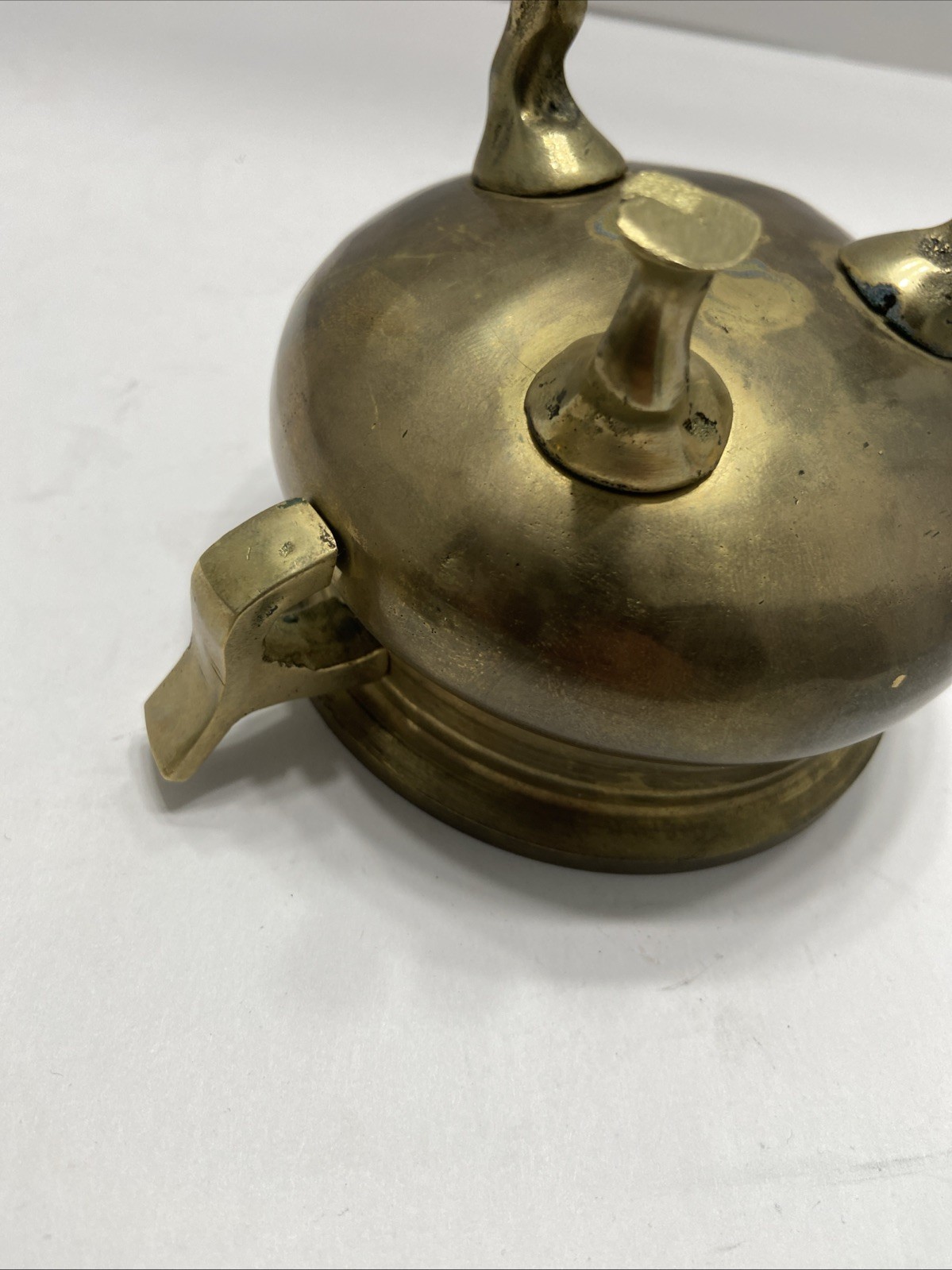 Vintage Chinese Brass Footed Incense Burner Holder Tri pod pot With Lid