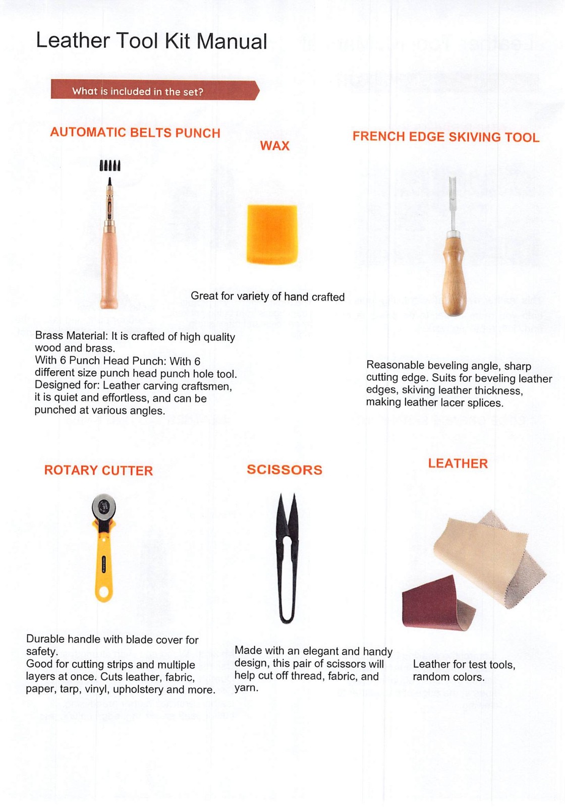 Leather Craft Tool Kit Set for DIY Stitching, Cutting, Skiving & Repair – M0028
