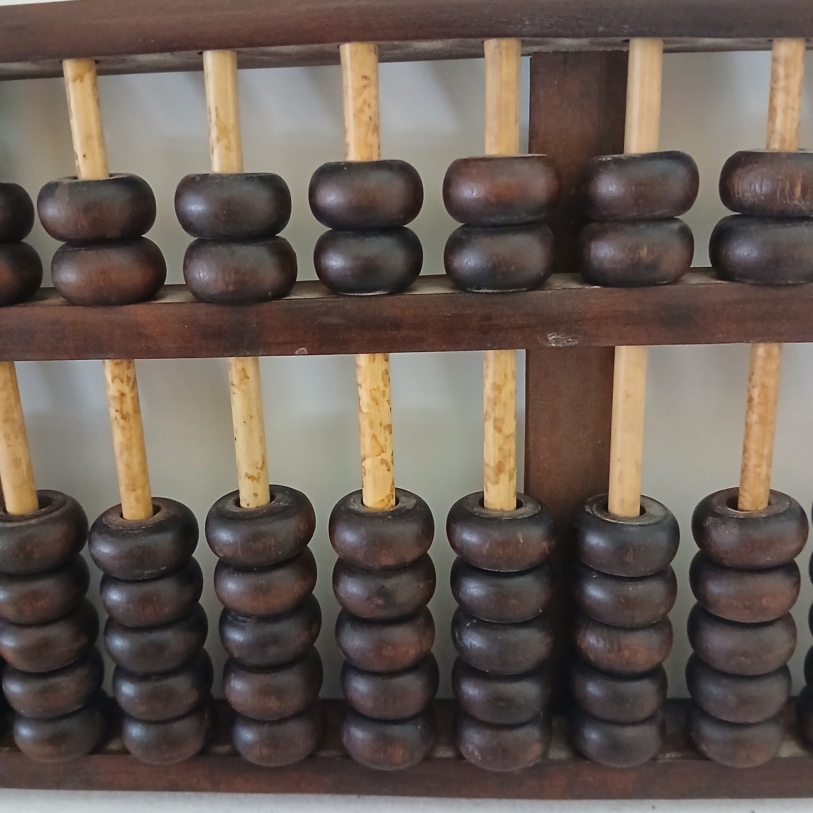 Vintage Chinese ABACUS 13 Pole 91 Bead Hard Wood Beautiful Grain 10 1/2″ inches