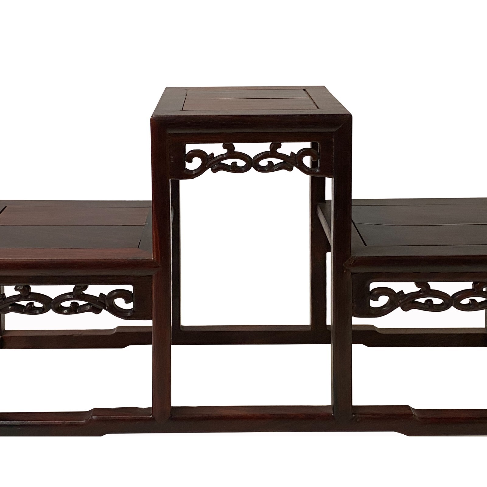 Brown Wood Step Shape Table Top Curio Display Easel Stand ws2898