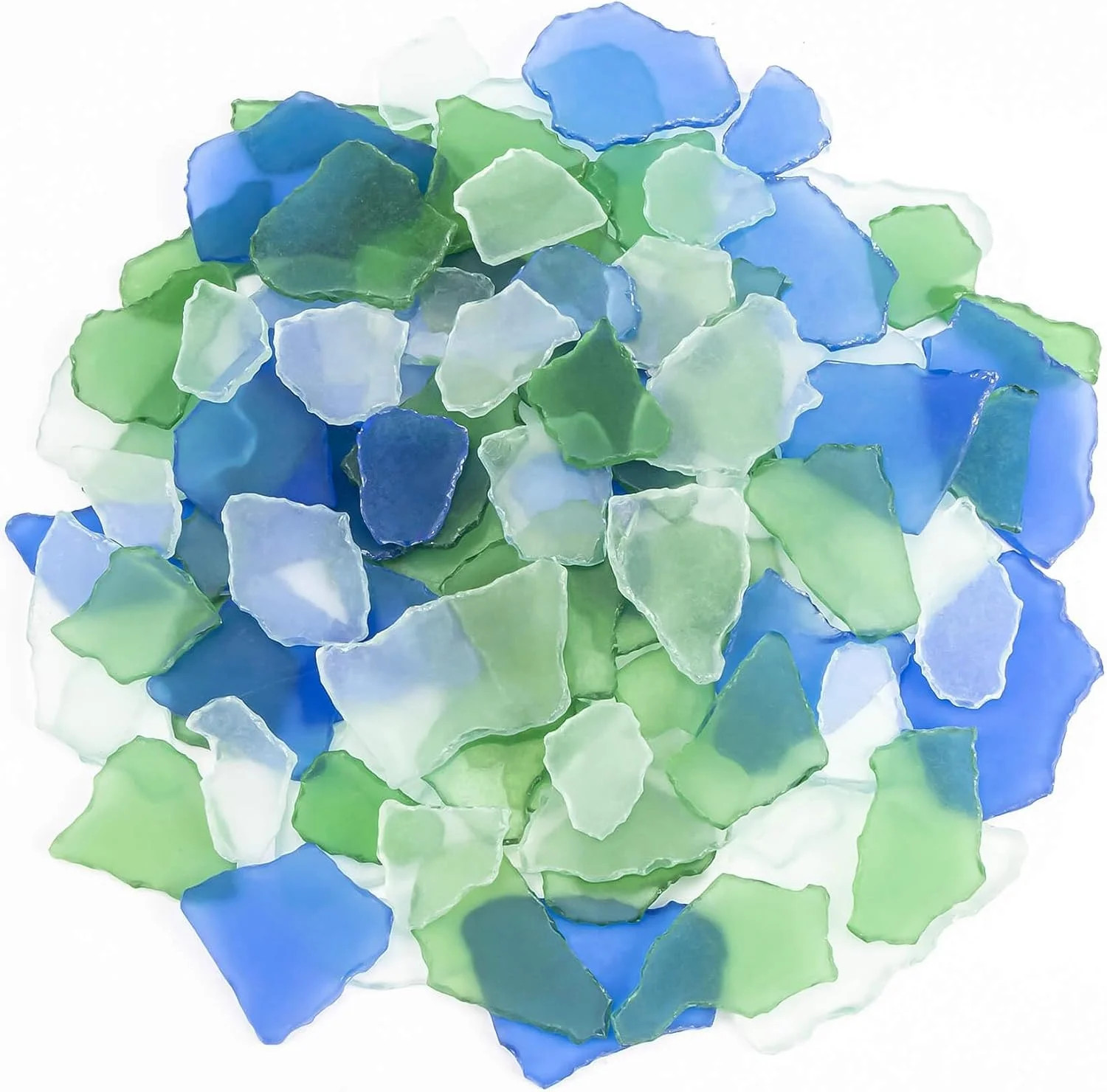 Sukh Sea Glass for Crafts Bulk – 15 OZ Seaglass Blue Green Clear Mix, Beach Glas