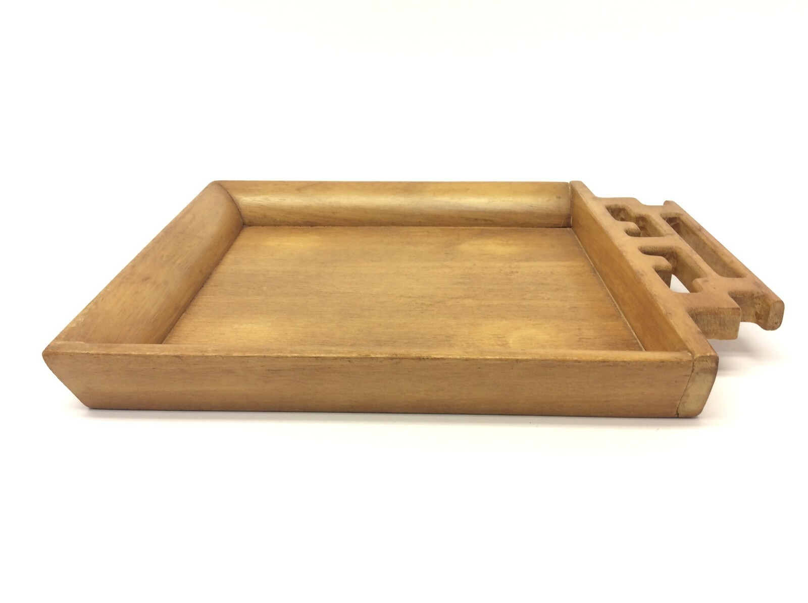 Blonde Wood Chinese Drawer Sorting Tray Curved Edge Decorative