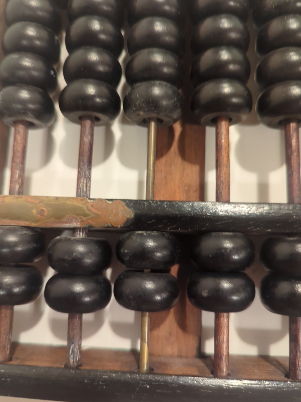 Vintage Lotus – Flower Brand ABACUS Black Painted Wood with Brass Accents