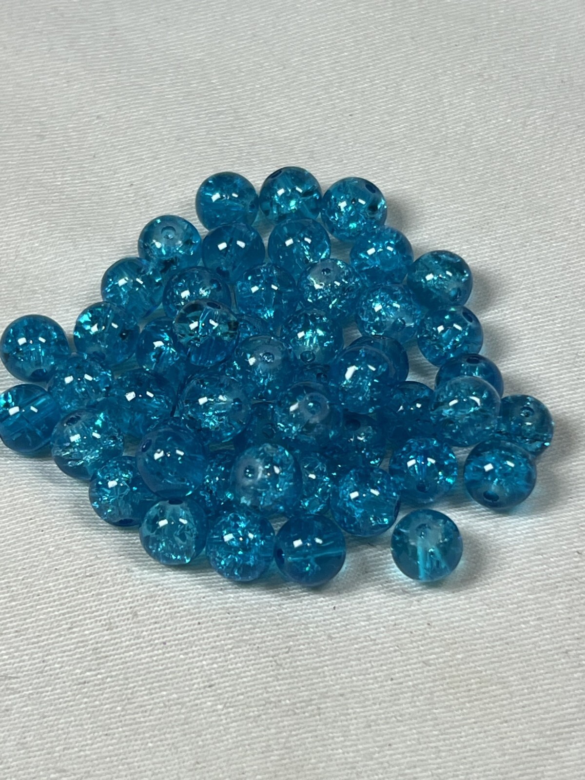 50 8mm Single Color Crackle Glass Beads Turquoise