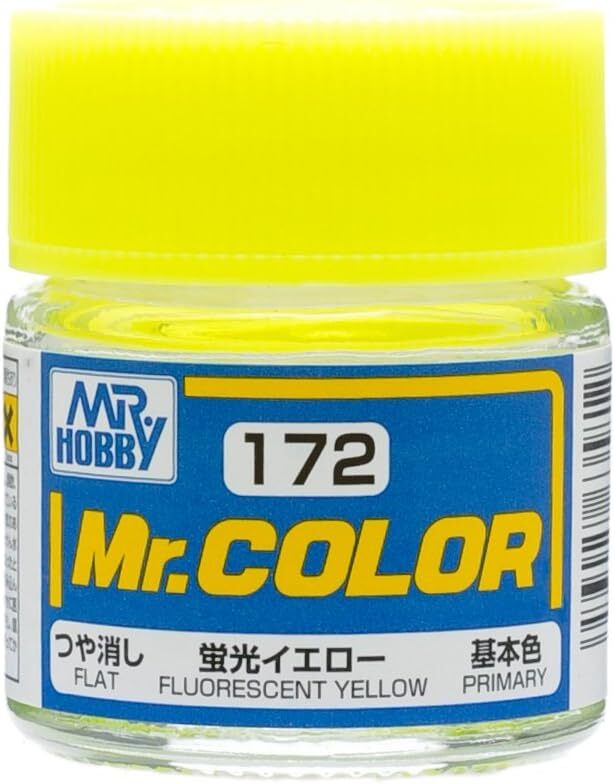 Mr. Hobby C172 Mr. Color Flat Fluorescent Yellow Lacquer Paint 10ml – US