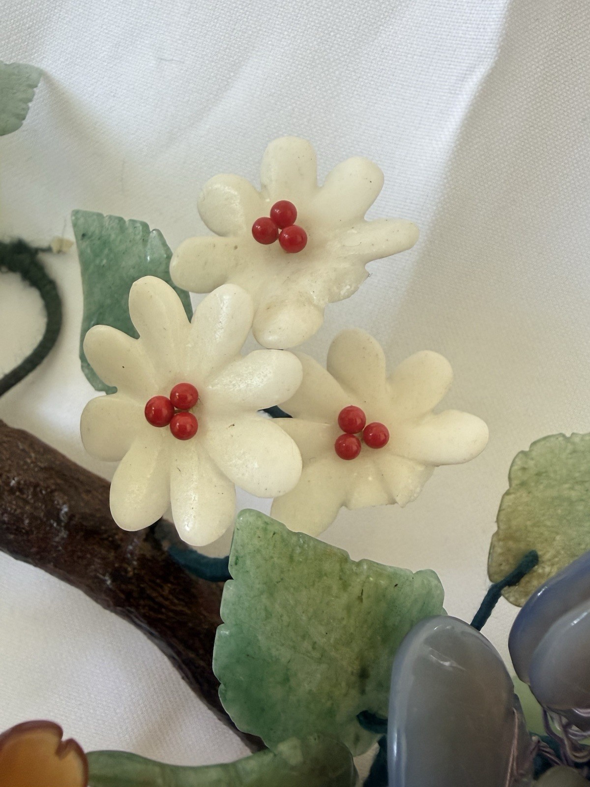 Chinese Gemstone /Jade /Hard Stone Floral Wreath 12 Inches