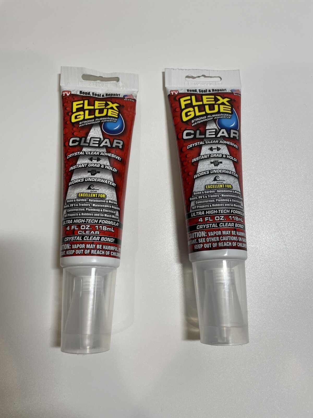 2x New Flex Glue Strong Rubberized Waterproof Adhesive 4 oz ( Clear )
