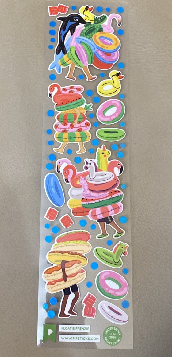 Pipsticks “Floatie Frenzie” (June 2026) Sticker Sheet Pool Floats Summer Fun