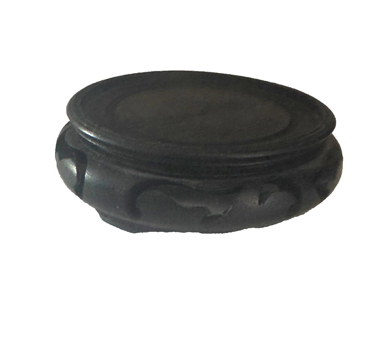 Vintage Chinese Carved Footed Black Hard Wood Display Stand Solid 4″ Hong Kong