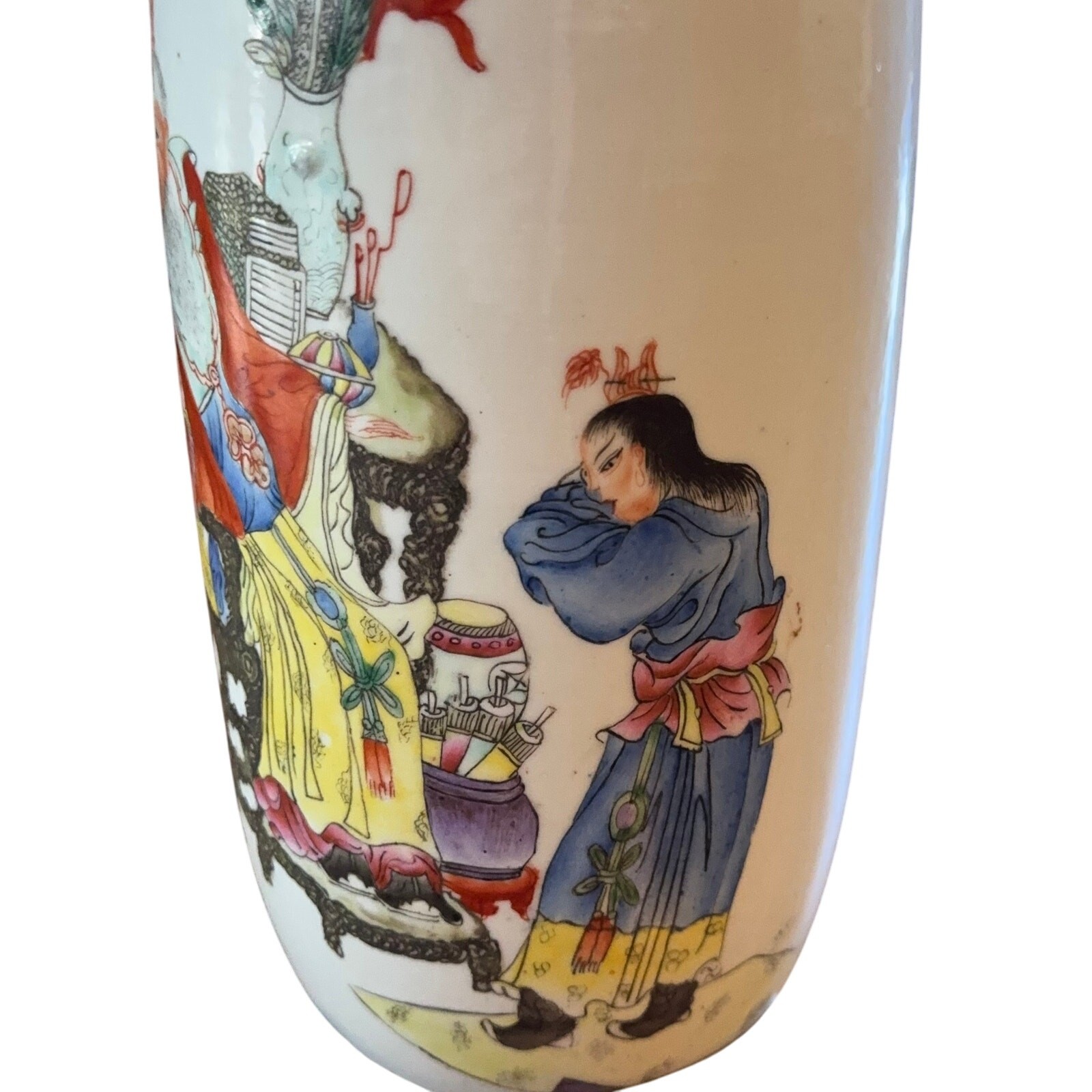 Vintage Chinese Porcelain Vase Lamp Shou Xing 28” Famille Rose Characters