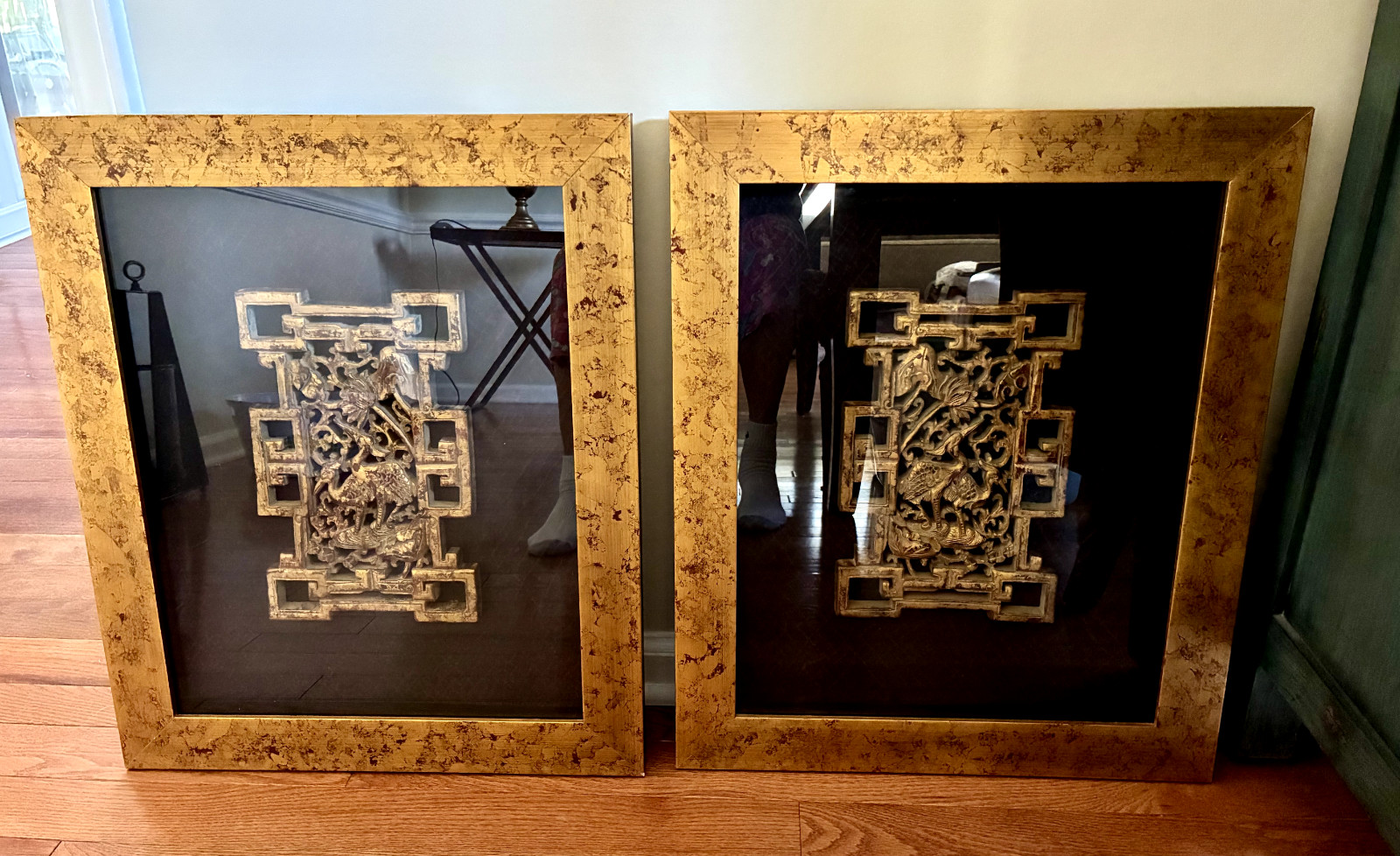 Matching Elegant Oriental Slightly Shadowboxed Prints 24″ X 20″ ready to be hung