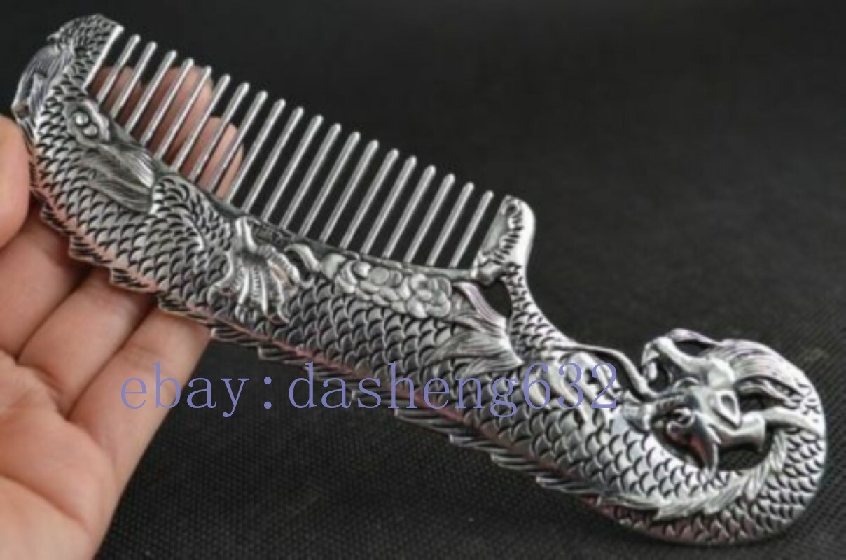 Chinese Old Handwork Carving Dragon Comb Decoration Collectibles