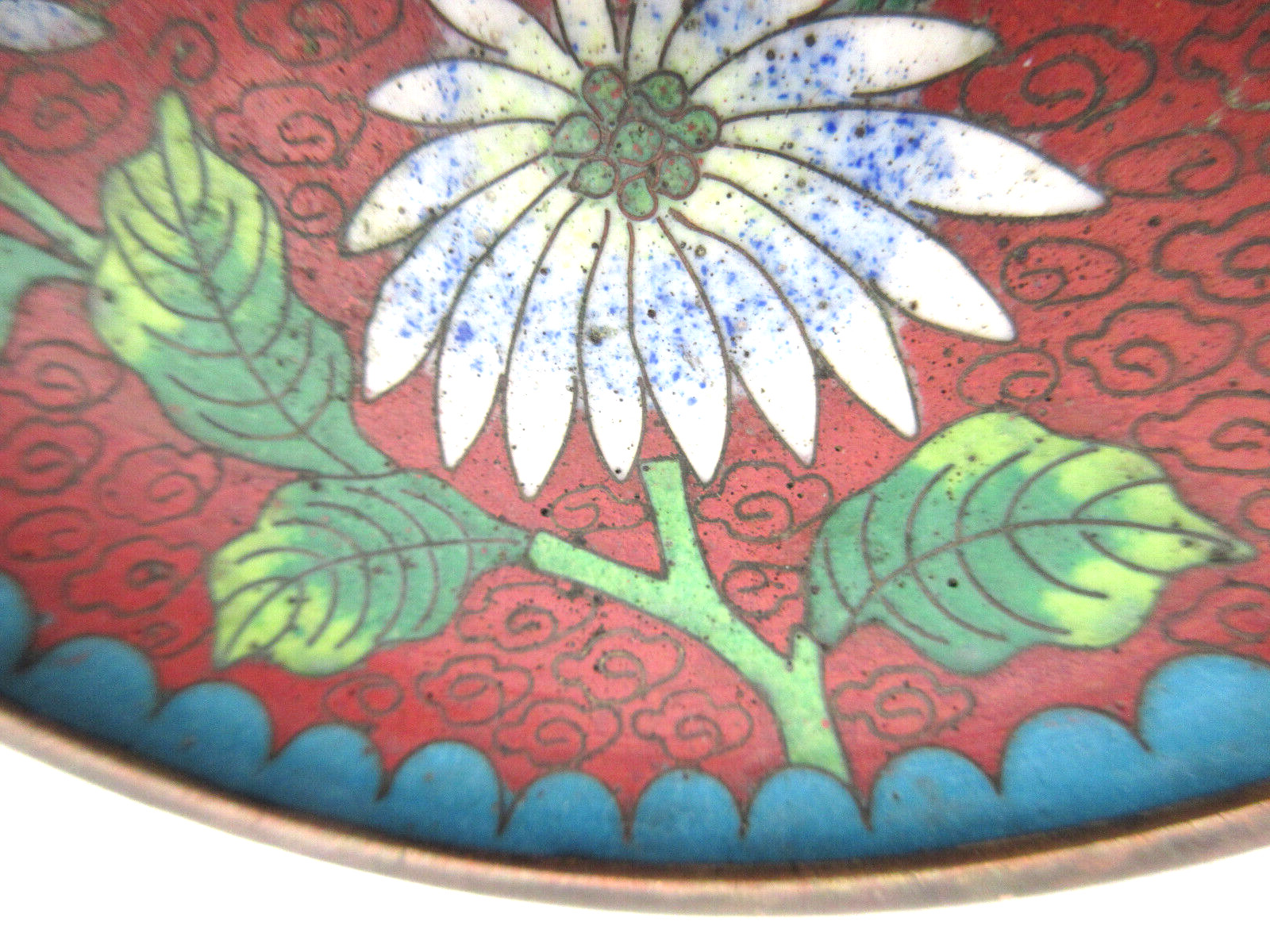 Antique Chinese Cloisonne Trinket Dish Copper 3.75″ VGUC