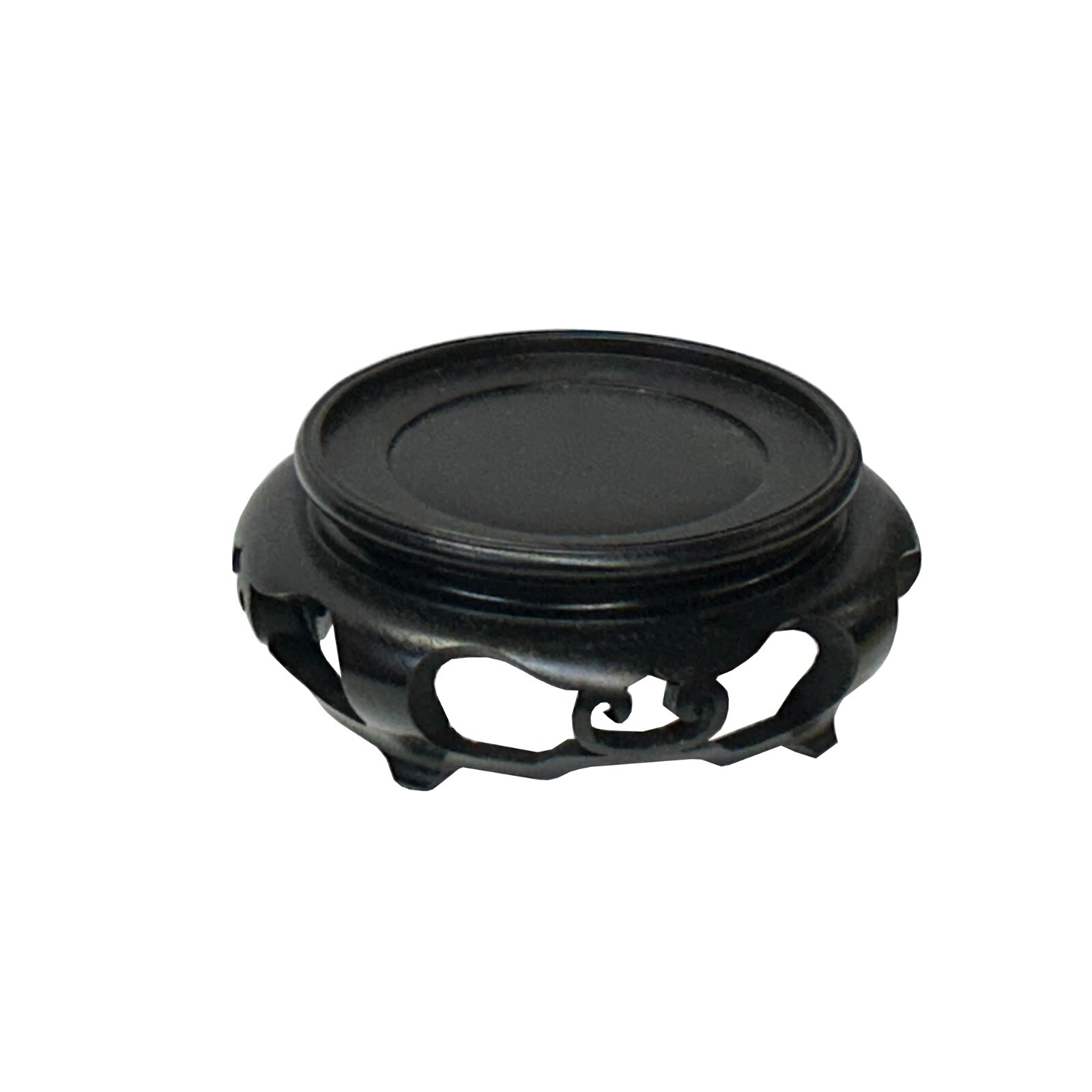 6″ Chinese Black Wood Round Legs Table Top Stand Display Easel Riser ws3983