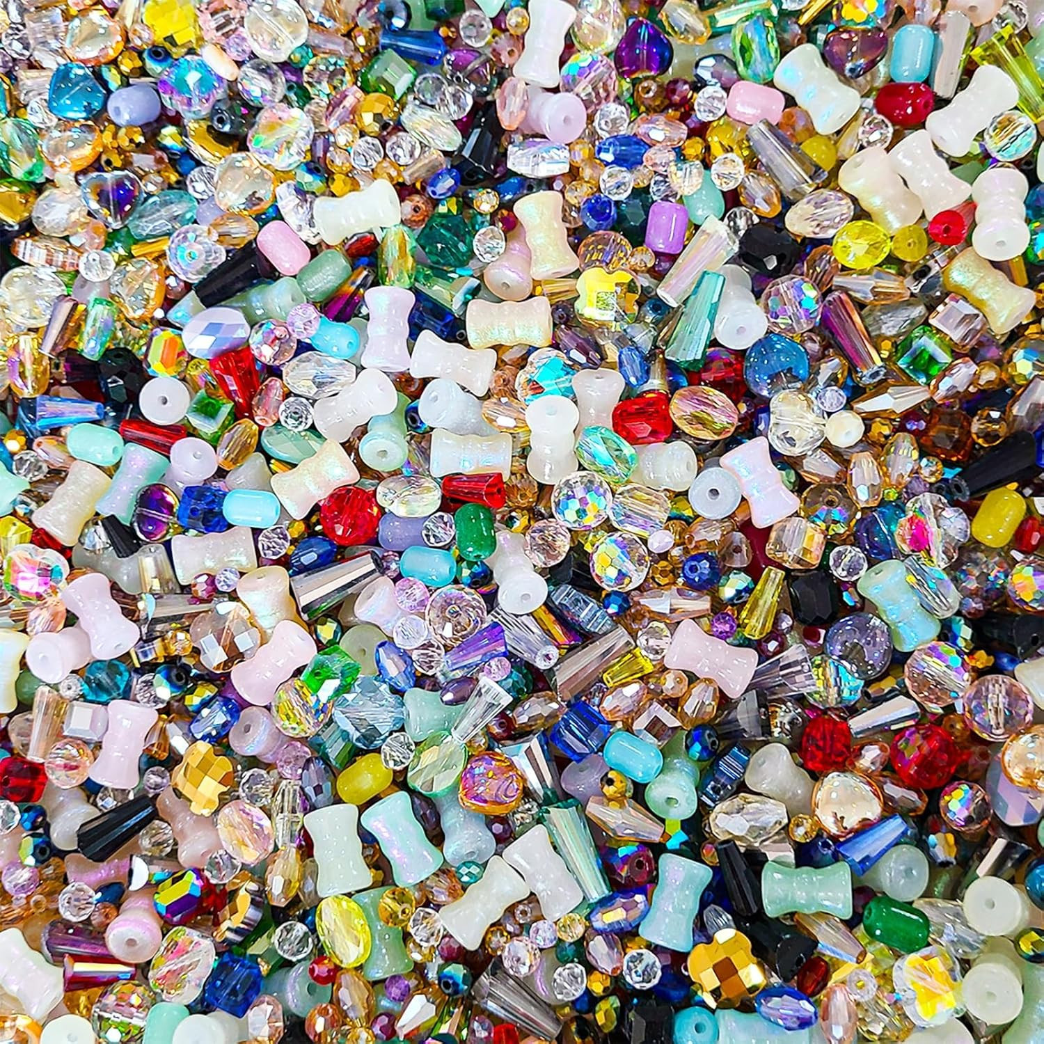 Half Pound Assorted Glass Beads for Jewelry Making, 2-16mm Colorful Crystal Bead