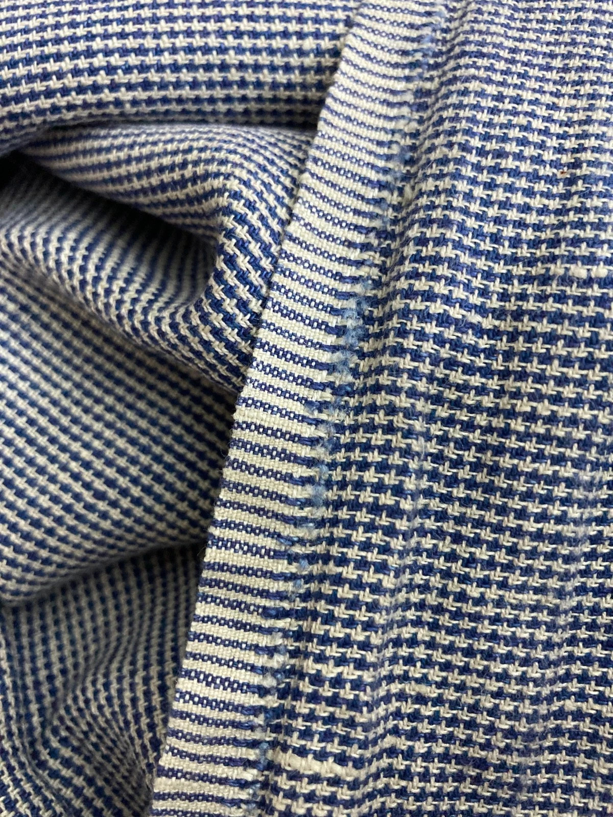 Merchant and Mills Frontier Blue Houndstooth Linen Cotton Blend Half Yard Md Wt