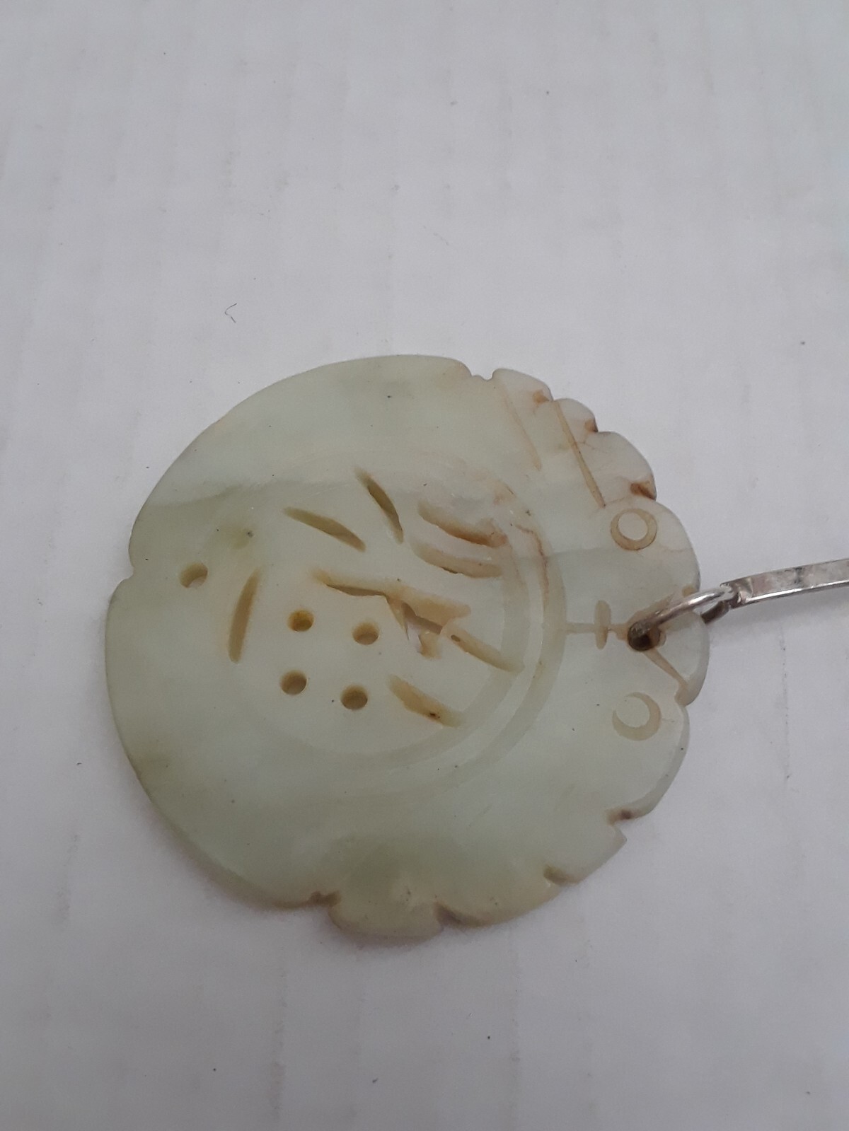 Vintage Asian Chinese Hanging Jade Pendant Symbol as Shown in Photos 2 1/4″