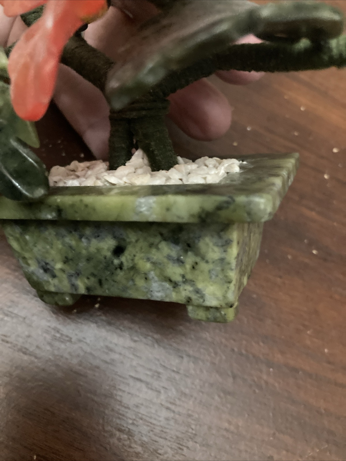 VTG Japanese Chinese Oriental Asian Jade Glass Flowering Bonsai Tree Celadon Pot