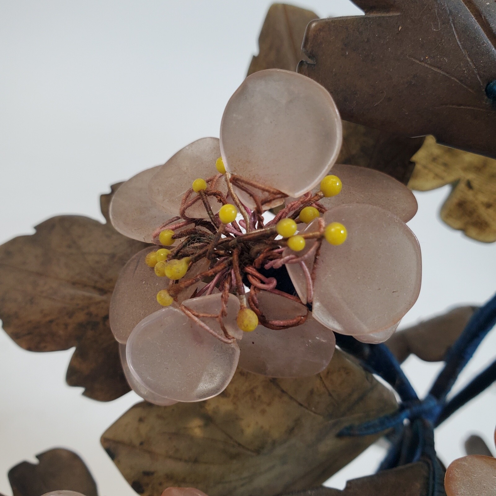 Vintage 1950s Chinese/Japanese Jade Agate Bonzai Flowering Tree