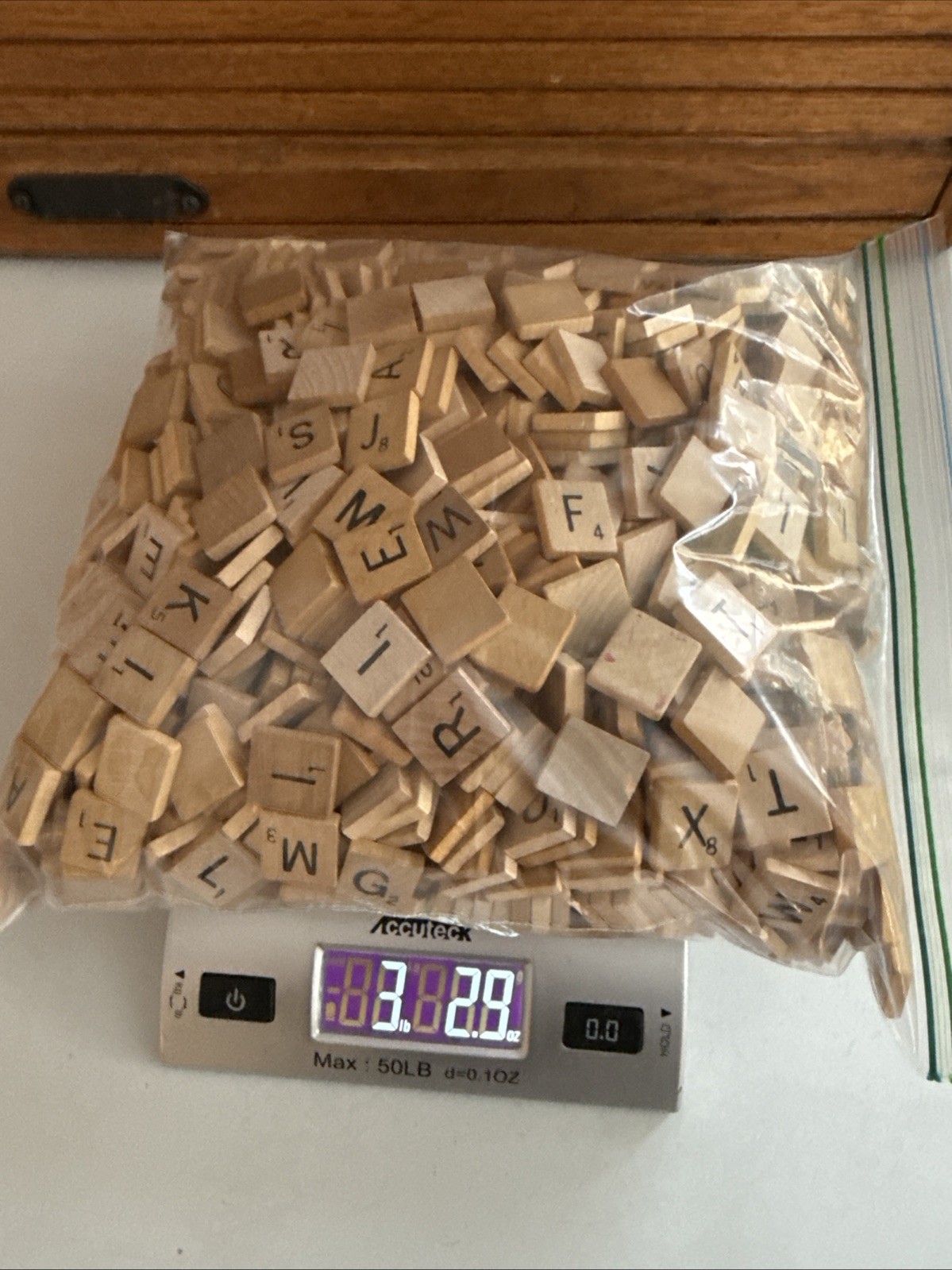 Scrabble Tiles Lot Wooden Letters Crafting Pieces Gallon Bag 3 Lbs 2.9 Oz Huge