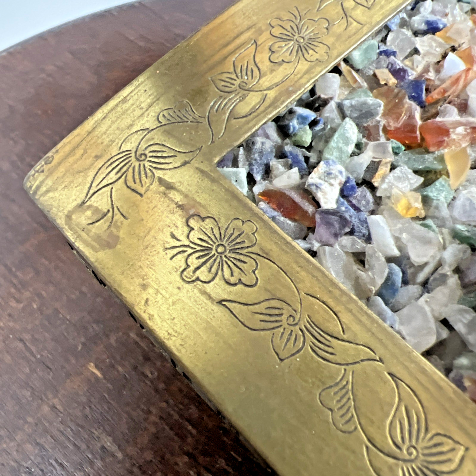 Vintage Carved Jade Tree Bonsai Flowers Brass Pot Agate Carnelian Fall Colors