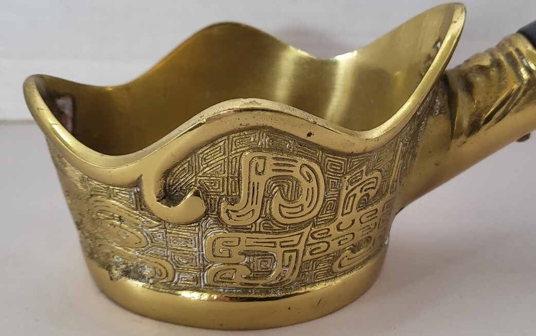 Vintage Chinese Brass Silk Iron (Coal) W Wood Handle