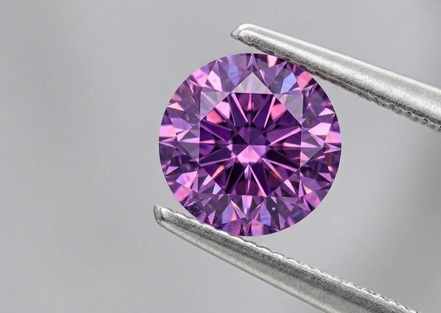 10 Ct Round Cut Lab Grown Purple Diamond Fancy Color VVS1 Clarity