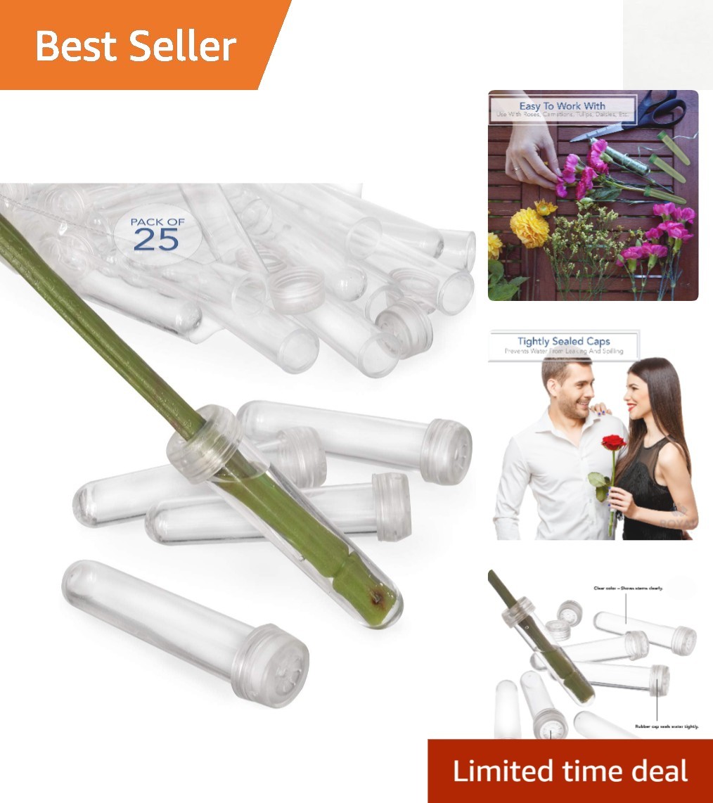 Versatile 3″ Clear Floral Vials – Perfect for Roses & Gift Flowers – 25 Pack