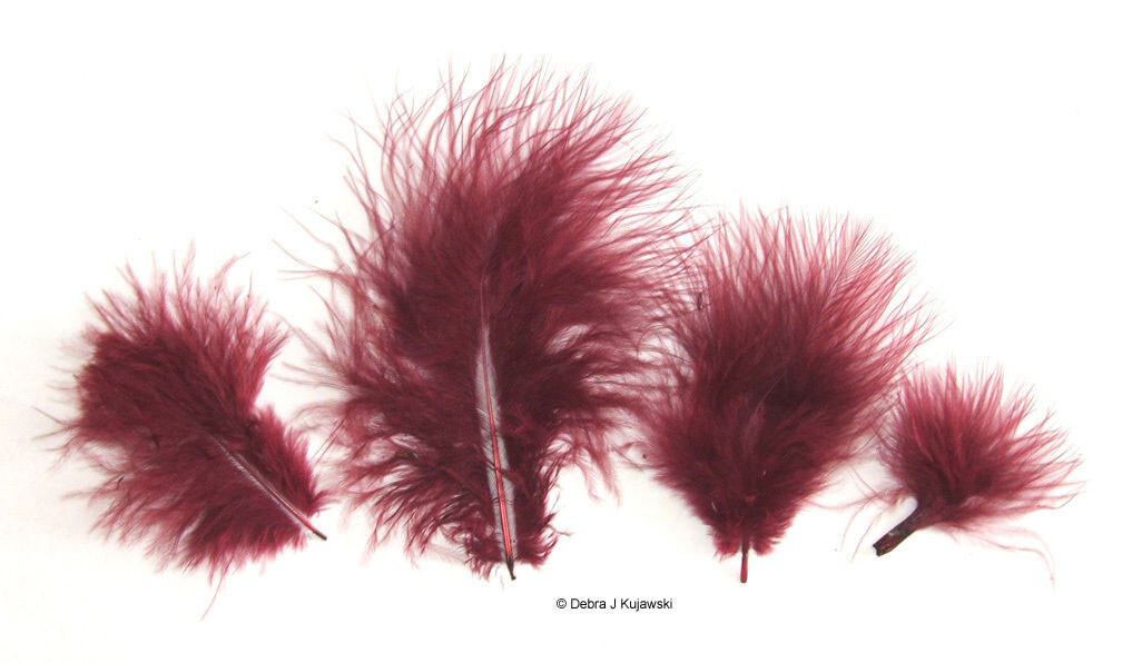 Marabou Feathers 7 grams Small 1-3″ fluffs BURGUNDY approx. 105 per bag