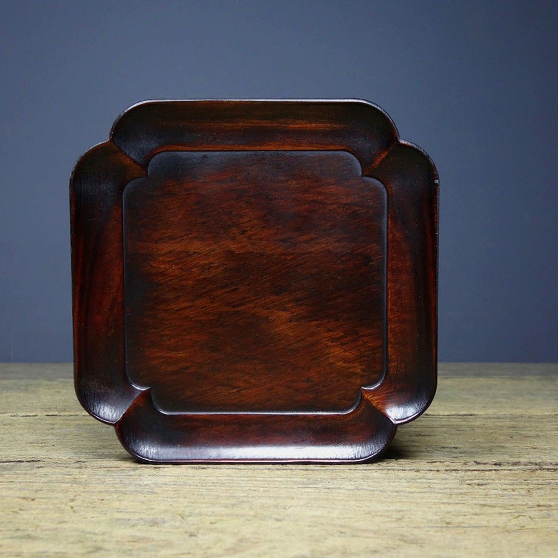 Vintage Hand Carved Rosewood Square Tea Tray Decor 13cm