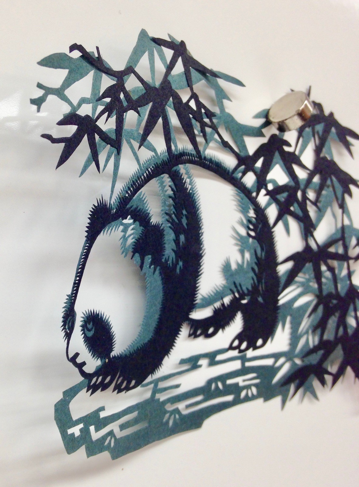 Vtg Set of TWO (2) Jianzhi Paper Cutting Art Chinese Paper Pandas – Framed 4×6″