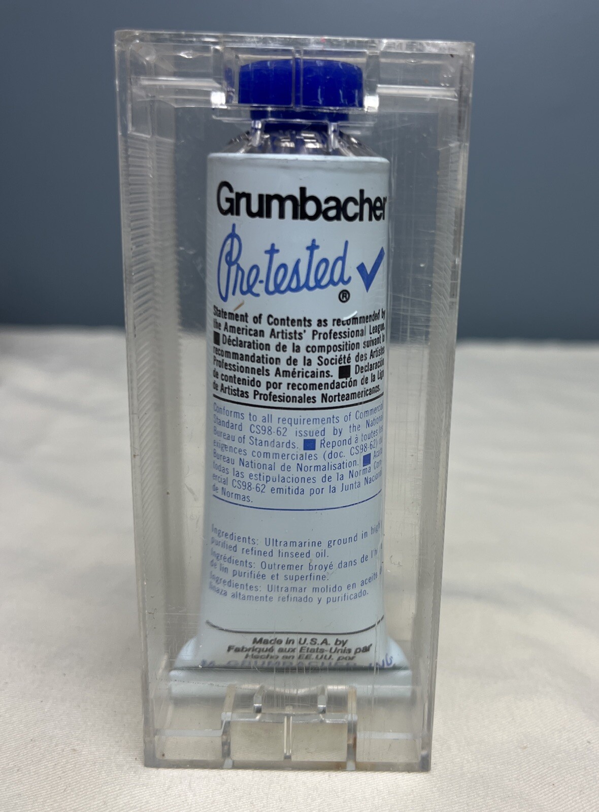 Grumbacher Pre-Tested Oil Paint, 37ml/1.25oz, French Ultramarine Blue P076 VTG