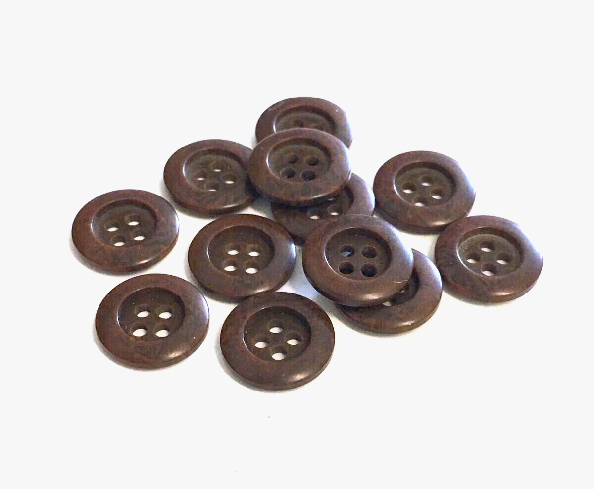 100 Buttons Dark Brown Coffee Plastic 4-Hole Sew Through Sewing 14 mm #BR55